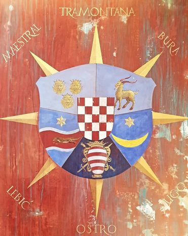 Wandgemälde Wappen in der Cafe Bar Marinaclub